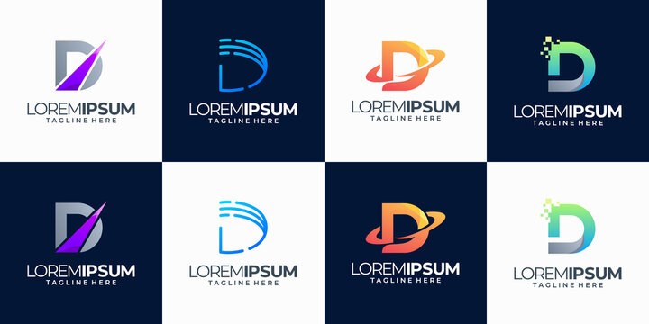 Set of abstract initial letter d logo template. icons for business technology, modern, simple