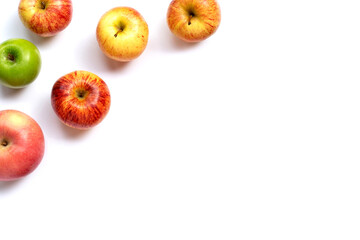 Fresh juicy apples on white background.