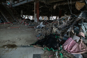 東日本大震災によって被害を受けた建物内部の写真　2011年12月10日撮影 岩手県