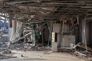 東日本大震災によって被害を受けた建物内部の写真　2011年12月10日撮影 岩手県
