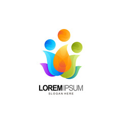people logo with leaf and colorful nature design