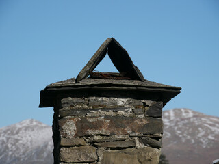 Lake District chimney slate granite winter snow