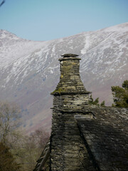 Lake district chimney granite slate mountains winter snow