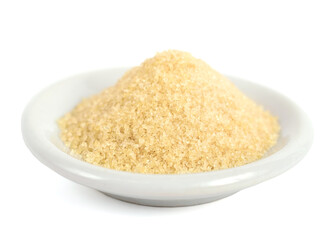 Gelatin Powder on a Plate (Gelatine). Isolated on White.