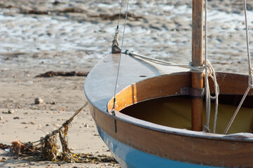 sailing boat close up isle of wight bembridge on beach