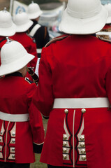 Marching band uniform detail red and white