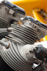 Airplane engine close up   of pistons tiger moth air show