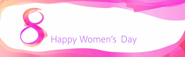 womens day 8 march holiday celebration banner flyer or greeting card with number eight horizontal vector illustration