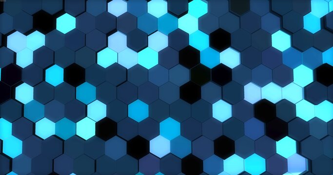 magic dark background with retractable hexagonal 3d tiles
