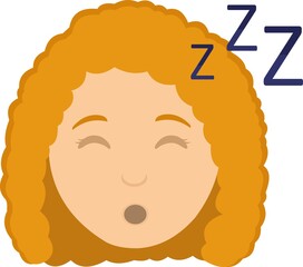 Vector emoticon illustration of a cartoon woman's head sleeping