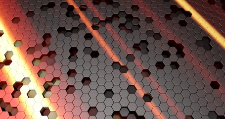 dark background with retractable hexagonal 3d tiles