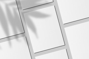 Realistic blank US letter flyer brochure for mockup. Paper or poster illustration with shadow overlay. 3D Render.