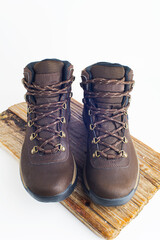 hiking boots on white background
