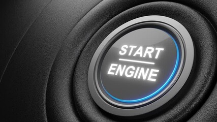 Press the engine button. Start the car concept. 3D video