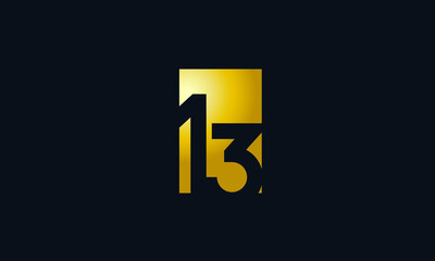 Unique Modern Gold Box Number 13 Logo - obrazy, fototapety, plakaty