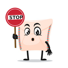 vector illustration of mail mascot or character holding sign says stop