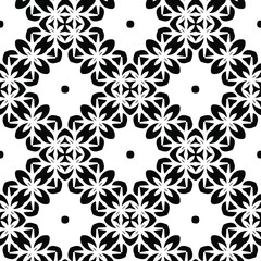 Geometric vector pattern with triangular elements. Seamless abstract ornament for wallpapers and backgrounds. Black and white colors.