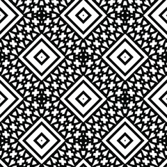 Geometric vector pattern with triangular elements. Seamless abstract ornament for wallpapers and backgrounds. Black and white colors.