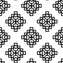 Geometric vector pattern with triangular elements. Seamless abstract ornament for wallpapers and backgrounds. Black and white colors.