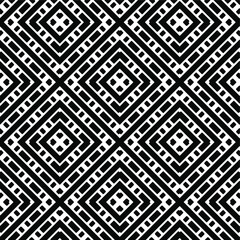 Geometric vector pattern with triangular elements. Seamless abstract ornament for wallpapers and backgrounds. Black and white colors.