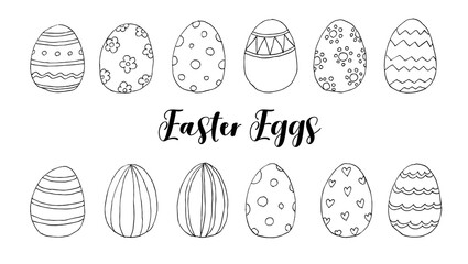 イースターエッグのセット（モノクロ）