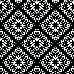 Geometric vector pattern with triangular elements. Seamless abstract ornament for wallpapers and backgrounds. Black and white colors.
