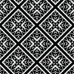 Geometric vector pattern with triangular elements. Seamless abstract ornament for wallpapers and backgrounds. Black and white colors.