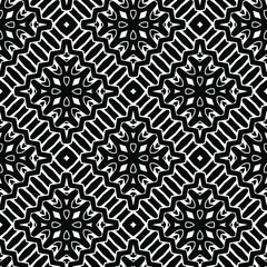 Geometric vector pattern with triangular elements. Seamless abstract ornament for wallpapers and backgrounds. Black and white colors.