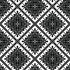 Geometric vector pattern with triangular elements. Seamless abstract ornament for wallpapers and backgrounds. Black and white colors.