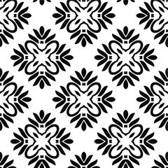 Geometric vector pattern with triangular elements. Seamless abstract ornament for wallpapers and backgrounds. Black and white colors.