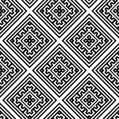 Geometric vector pattern with triangular elements. Seamless abstract ornament for wallpapers and backgrounds. Black and white colors.