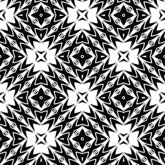 Geometric vector pattern with triangular elements. Seamless abstract ornament for wallpapers and backgrounds. Black and white colors.