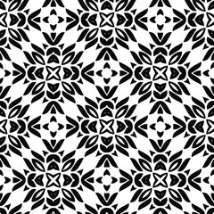 Geometric vector pattern with triangular elements. Seamless abstract ornament for wallpapers and backgrounds. Black and white colors.