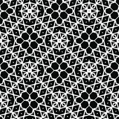Geometric vector pattern with triangular elements. Seamless abstract ornament for wallpapers and backgrounds. Black and white colors.