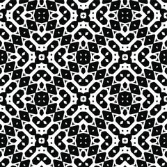 Geometric vector pattern with triangular elements. Seamless abstract ornament for wallpapers and backgrounds. Black and white colors.