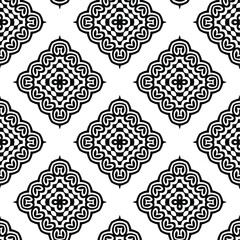 Geometric vector pattern with triangular elements. Seamless abstract ornament for wallpapers and backgrounds. Black and white colors.