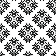 Geometric vector pattern with triangular elements. Seamless abstract ornament for wallpapers and backgrounds. Black and white colors.