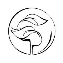 ornament 1542. two stylized leaves in a circle in black lines on a white background. logo