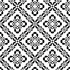  Geometric vector pattern with triangular elements. Seamless abstract ornament for wallpapers and backgrounds. Black and white colors.