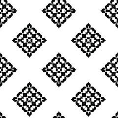  Geometric vector pattern with triangular elements. Seamless abstract ornament for wallpapers and backgrounds. Black and white colors.