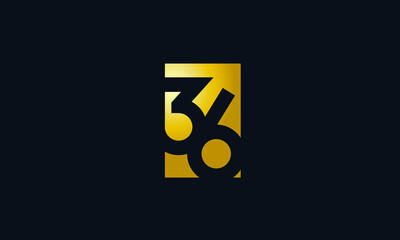 Unique Modern Gold Box Number 36 Logo - obrazy, fototapety, plakaty