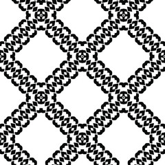 Geometric vector pattern with triangular elements. Seamless abstract ornament for wallpapers and backgrounds. Black and white colors.