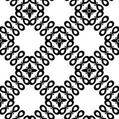  Geometric vector pattern with triangular elements. Seamless abstract ornament for wallpapers and backgrounds. Black and white colors.