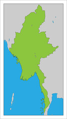 ミャンマーの地図です。