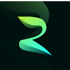 Colorful Letter R with leaf concept logo design