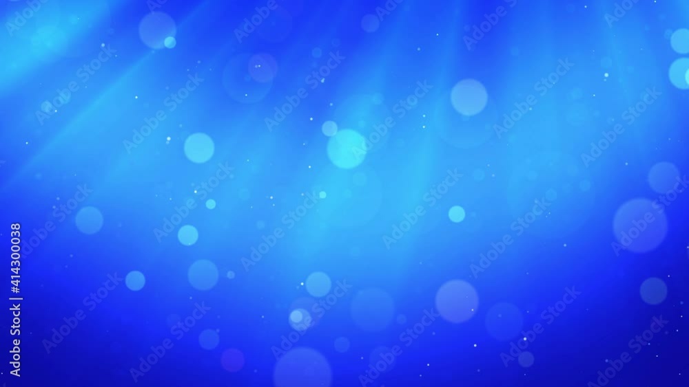 Poster abstract motion blue shiny flying glitter dust and circle bokeh in the wind with burst beam light ba