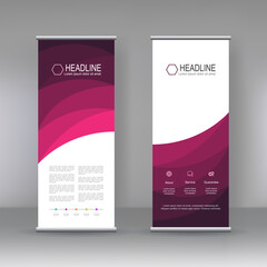 Roll up banner stand brochure flyer vertical template design, covers ,infographics ,vector abstract geometric background, modern x-banner and flag-banner advertising design element