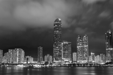 Skyline of downtown district of Hong Kong city at night