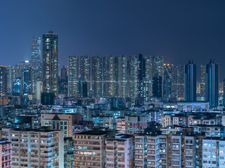 Fototapeta na wymiar Night scenery of skyline of downtown district of Hong Kong city