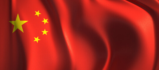 Banner type Chinese flag 3d rendering background with copy space. © Tuna salmon